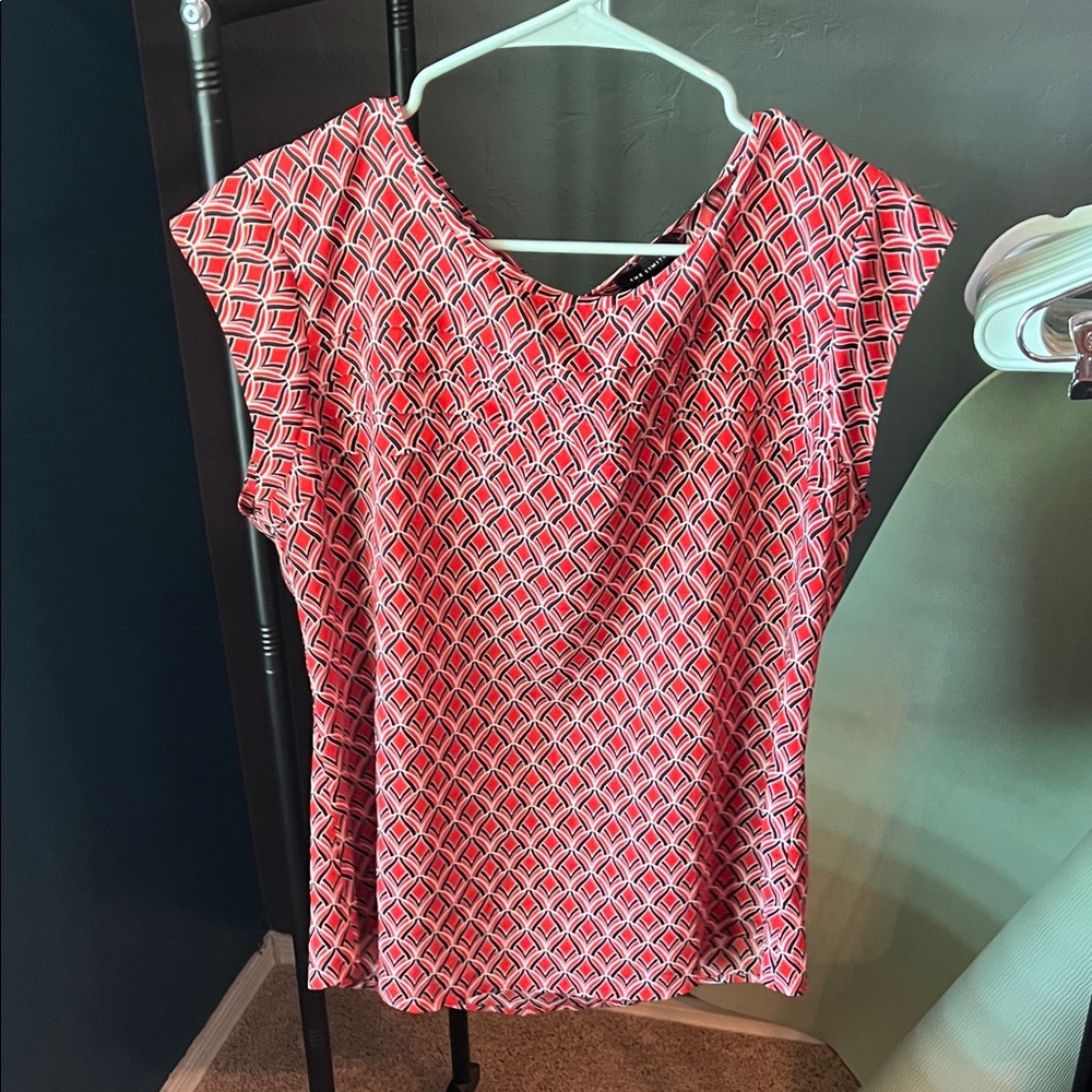 The Limited Red Geometric Blouse